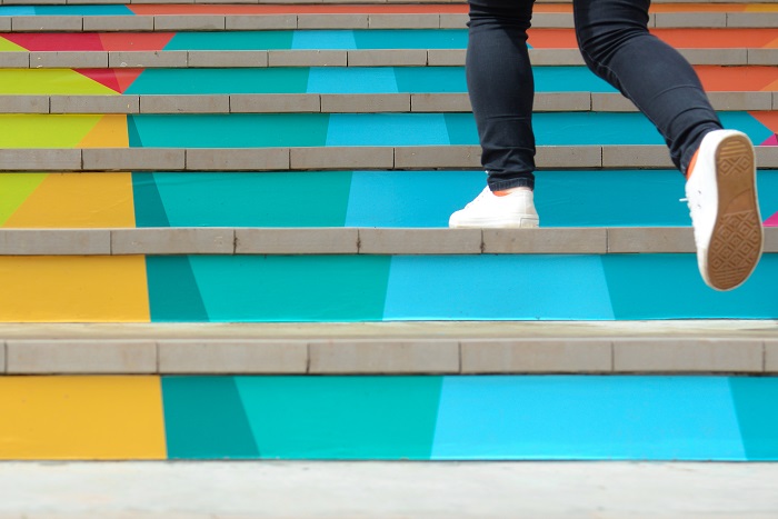 Walking up steps