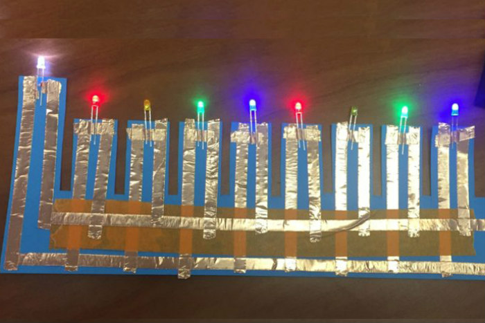 DIY conductive menorah