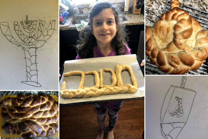 child holding a hanukkah challah