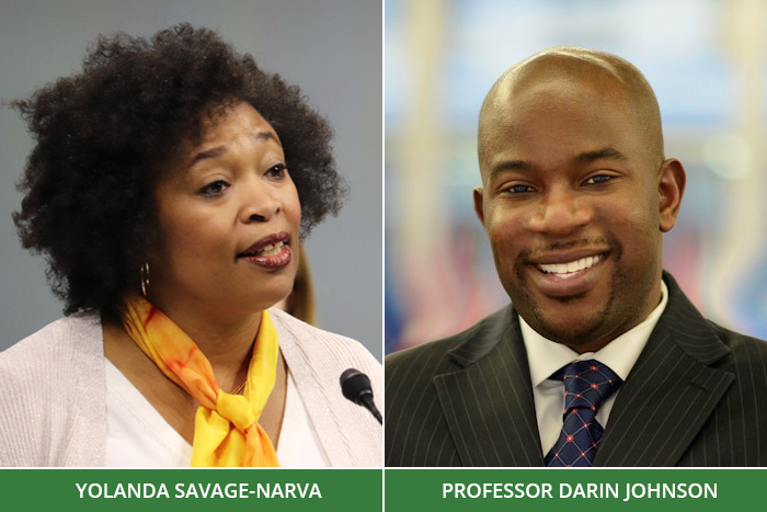 Yolanda Savage-Narva and Professor Darin Johnson