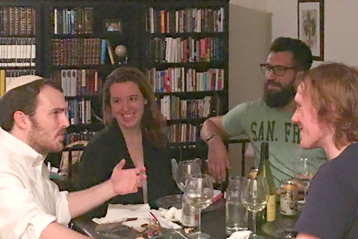 Matthew Stevenson, Derek Black and several others around the Shabbat dinner table