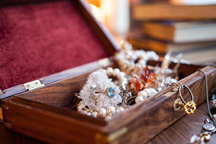 an image of a jewelry box with different pieces of jewelry in it