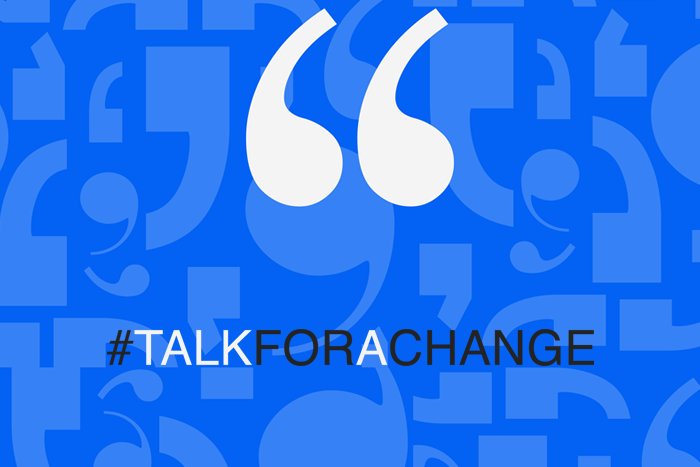 graphic with the hashtag #talkforachange
