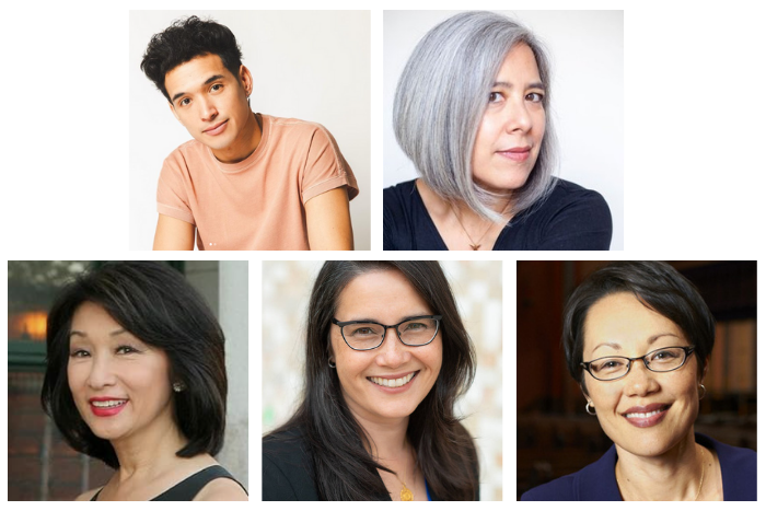 Photo of Five Jewish AAPI Movers and Shakers; Cantor/Rabbi Angela Buchdahl, Rabbi Jacqueline Mates-Muchin, Zachary Noah Piser, Connie Chung, and Susan Choi 