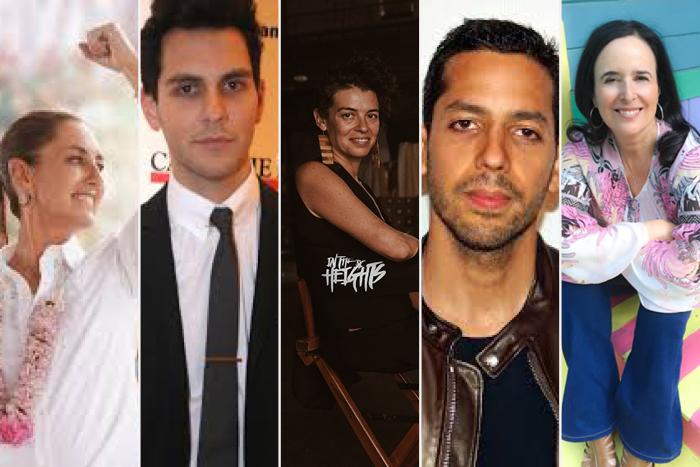 Photo of five notable Hispanic Jews Ruth Behar, David Blaine, Quiara Alegria Hudes, Gabe Saporta, and Claudia Sheinbaum
