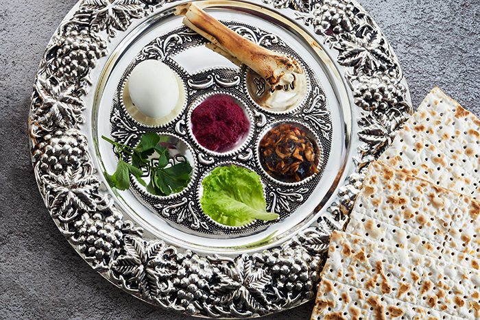 seder plate and matzah for Passover