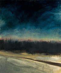 "Dawn Breaking Near Rafah," 2024, oil on canvas