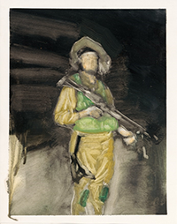 "Soldier," 2024, oil on paper
