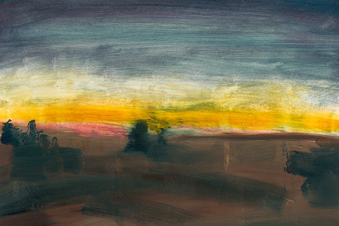 “Egyptian Border, Dawn,” 2024, oil on paper