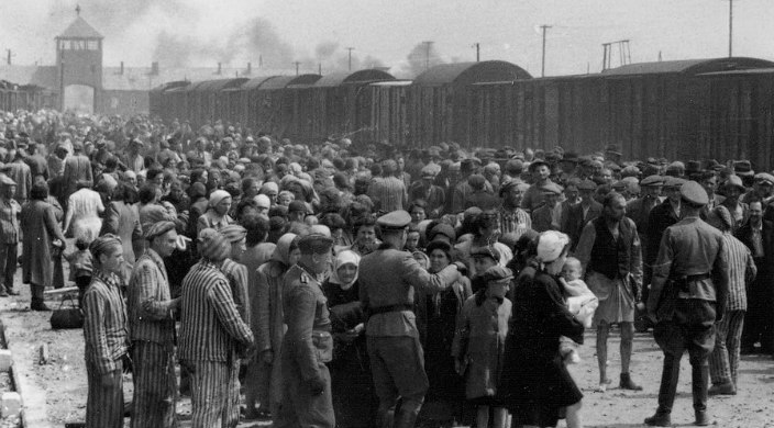 Hungarian Jews arriving at Auschwitz-Birkenau
