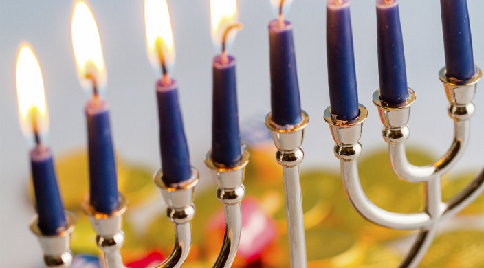 Fully lighted menorah