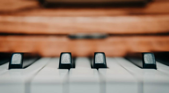 Closeup of piano keys