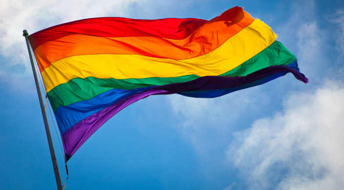 Rainbow flag in the breeze