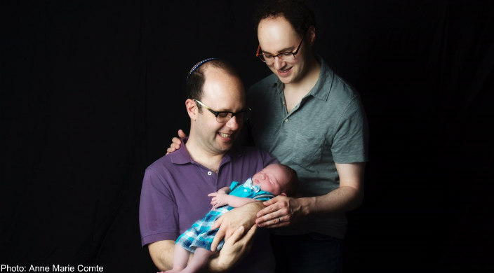 The author with his husband and son