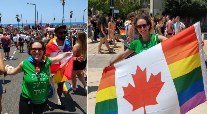 Collage of photos of the author at the Tel Aviv Pride Parade