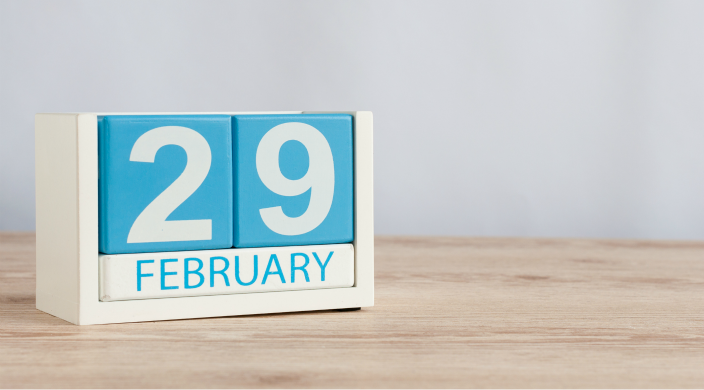 Wooden calendar showing February 29th as the date