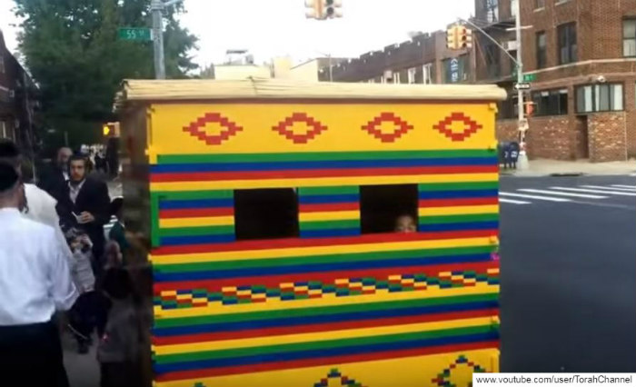 Colorful sukkah made of Legos 
