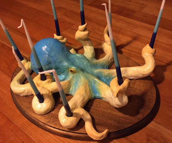 Menorah in the shape of an octopus 