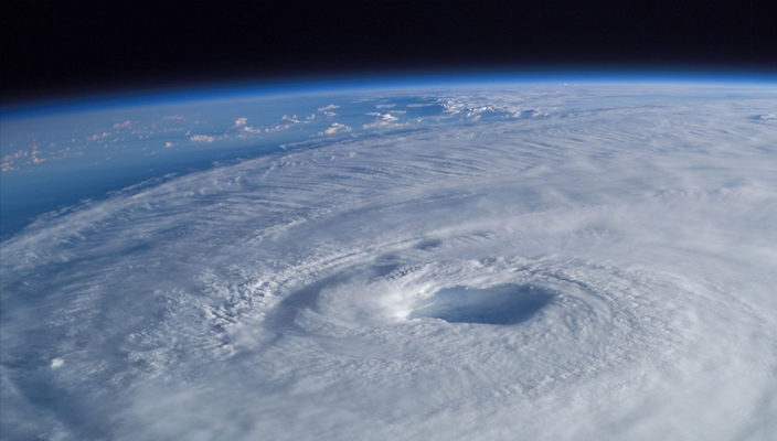 a hurricane viewed from space