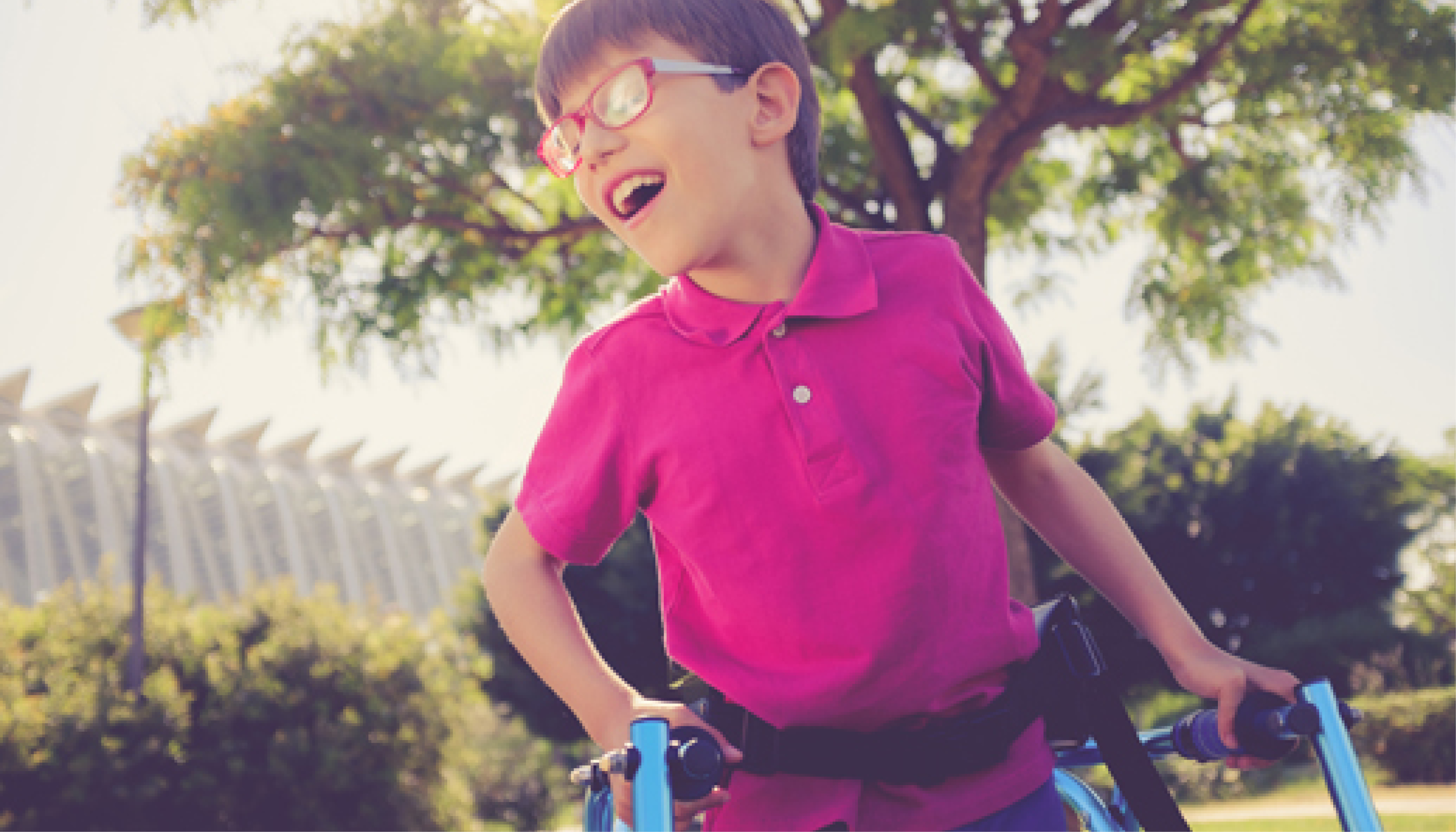 Child in a walker having fun