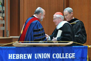 Cardinal Keeler receiving honorary degree from HUC-JIR