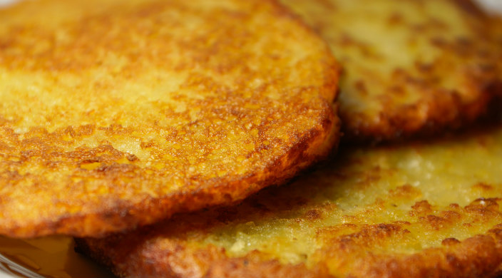 close-up of latkes