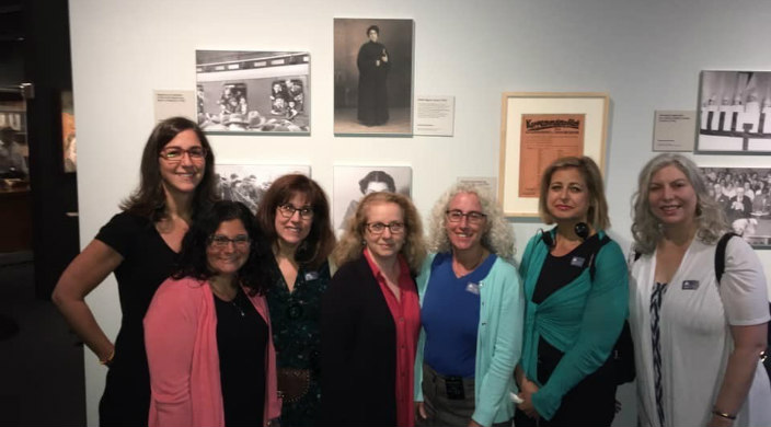 Members of the Women's Rabbinic Network at a museum exhibit about Regina Jonas