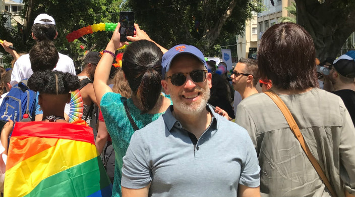 The author at last year's Pride march in Tel Aviv