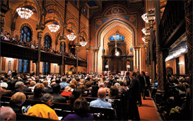 streaming Rosh HaShanah services inside a synagogue