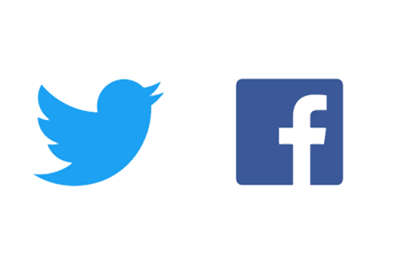 The logos of Twitter and Facebook side by side 