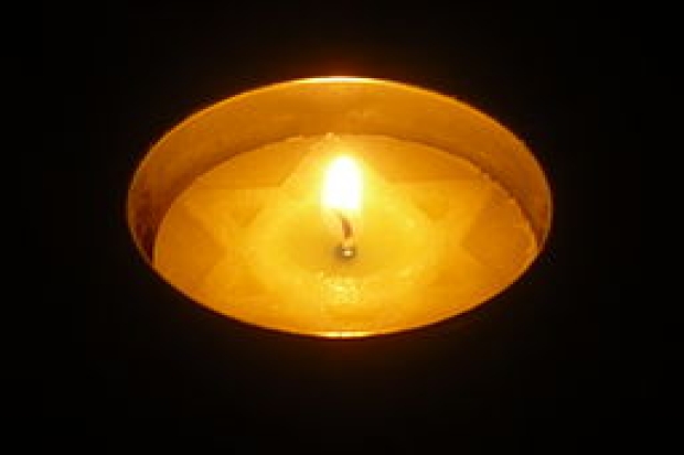A candle to commemorate the victims of the Holocaust for Yom Hashoah