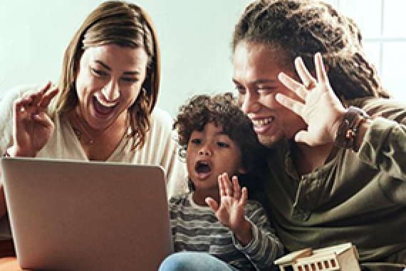 family on computer