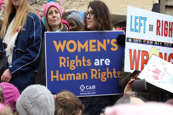 A crowd at the Women's March