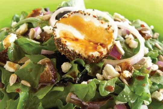 Arugula date salad with chevre