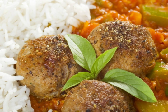 Indian lamb meatballs on basmati rice 