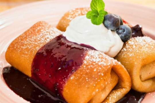 Vegan blueberry blintzes