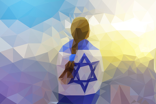 an image of a woman wrapped in an Israel flag