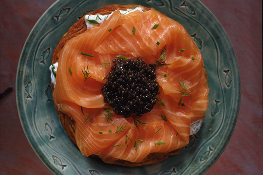Photo of Hot Smoked Salmon Brine on a bagel