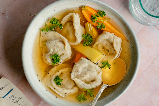 Vegan Poppy Seed, Potato, and Caramelized Onion Kreplach