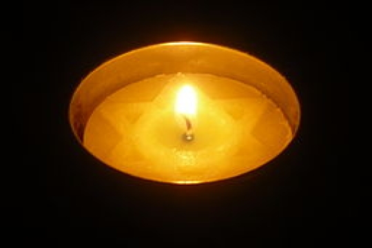 A candle to commemorate the victims of the Holocaust for Yom Hashoah