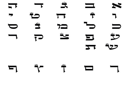 The aleph-bet in stamp print