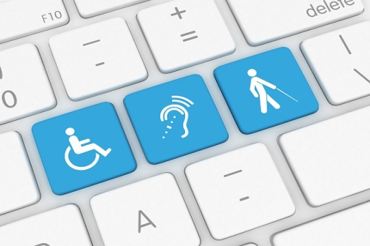 keyboard with icons representing disabilities