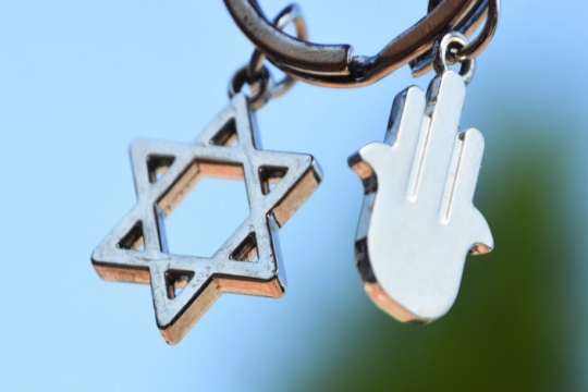 Silver Star of David and hamsa charm