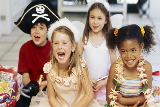 young kids in costume