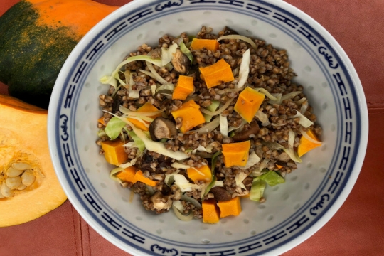 Kasha Pumpkin Pilaf with Shitakes