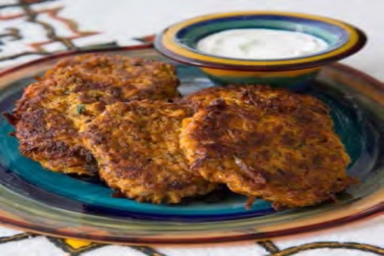 Sweet Potato and Carrot Latkes for the Jewish holiday of Hanukkah
