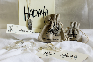 Photo of different jewely pieces on display from Jerusalem-based business, Hadaya Jewelry