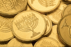 Gold foil wrapped Hanukkah gelt