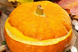 Pumpkin filled with custard