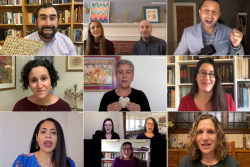Nine images of Jewish leaders expounding on the parts of the Passover seder
